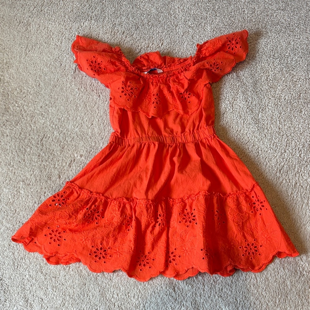 Mayoral Bright Orange Eyelet Dress